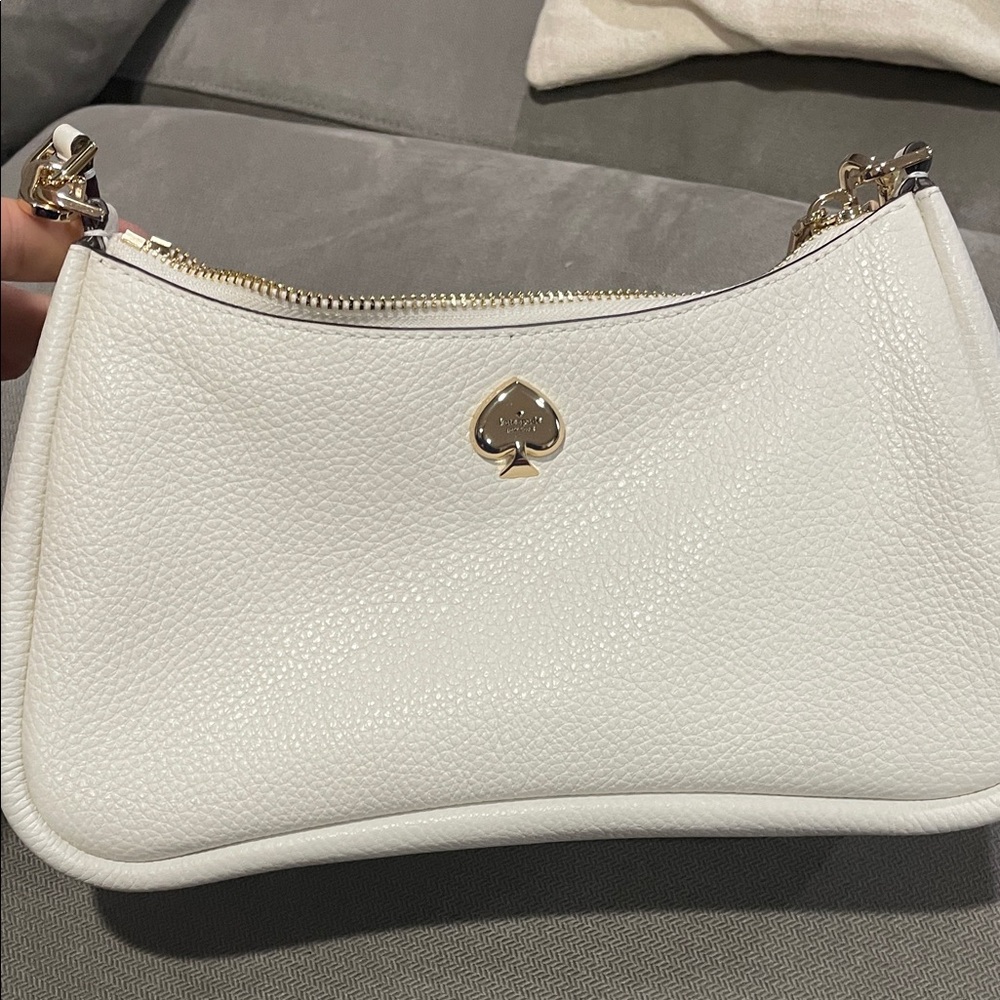 Kate Spade White Shoulder Bag with Gold Accents